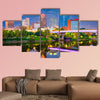 Little Rock, Arkansas, USA skyline on the river at twilight multi panel canvas wall art