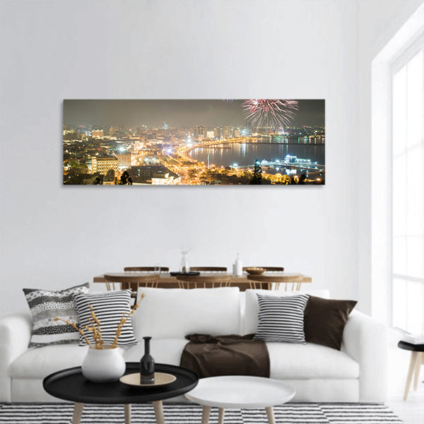 Fireworks in Baku, Azerbaijan panoramic canvas wall art