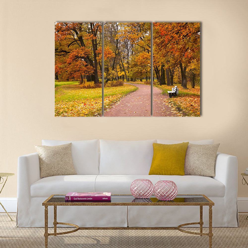 Autumn in park Multi panel canvas wall art