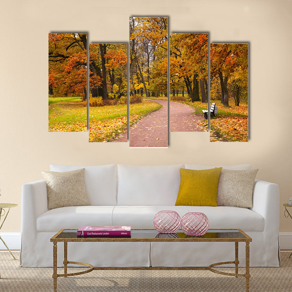 Autumn in park Multi panel canvas wall art