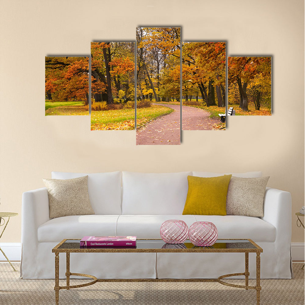 Autumn in park Multi panel canvas wall art