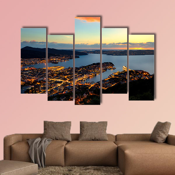 Norway Bergen multi panel canvas wall art