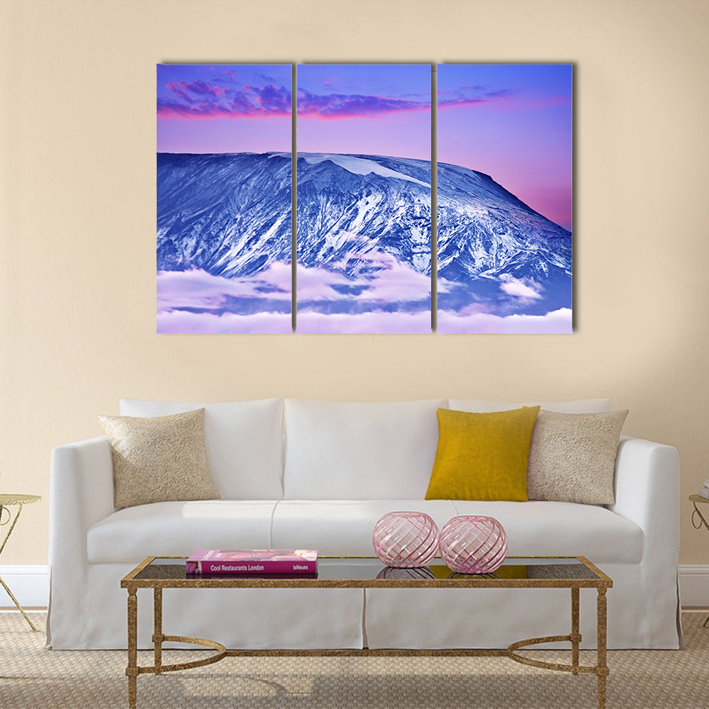 Kilimanjaro at sunset, giant volcano mount multi panel canvas wall art