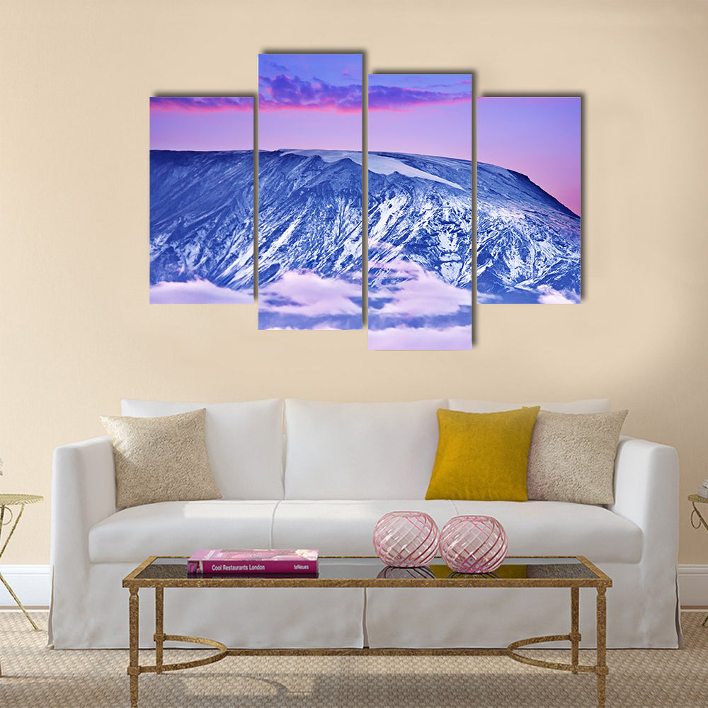 Kilimanjaro at sunset, giant volcano mount multi panel canvas wall art