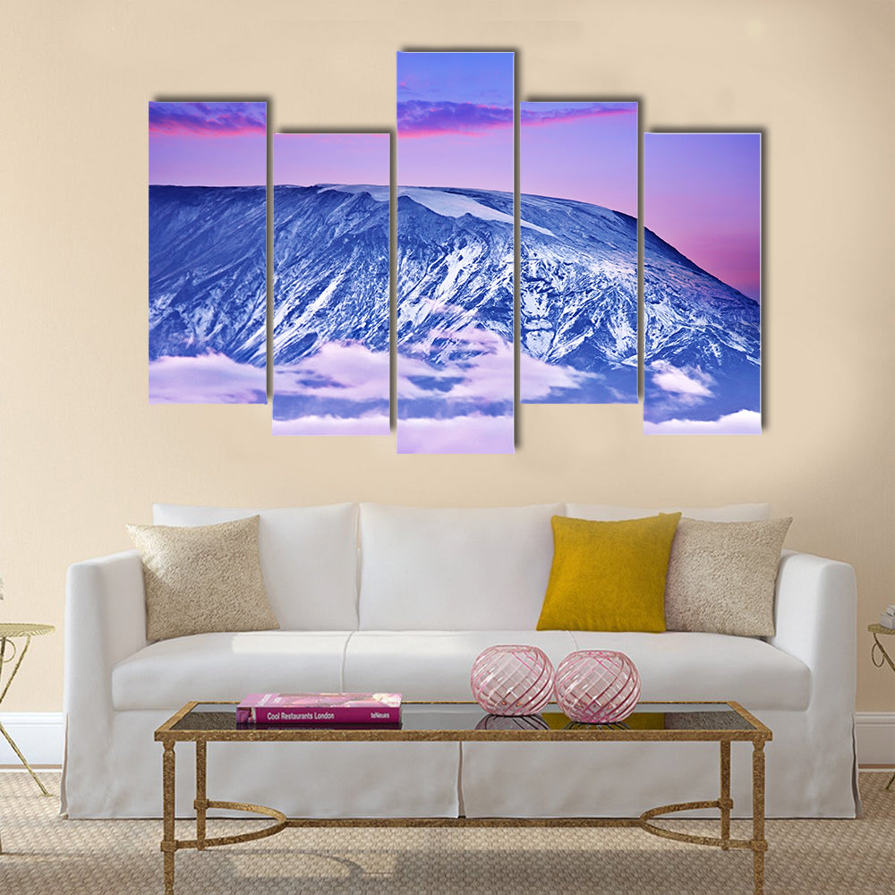 Kilimanjaro at sunset, giant volcano mount multi panel canvas wall art
