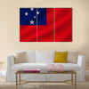 National flag of samoa on wavy cotton fabric Multi panel canvas wall art