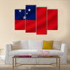 National flag of samoa on wavy cotton fabric Multi panel canvas wall art