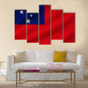 National flag of samoa on wavy cotton fabric Multi panel canvas wall art