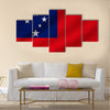 National flag of samoa on wavy cotton fabric Multi panel canvas wall art