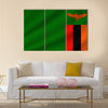 National flag of Zambia on wavy cotton fabric Realistic vector illustration Multi panel canvas wall art