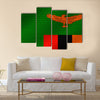 National flag of Zambia on wavy cotton fabric Realistic vector illustration Multi panel canvas wall art