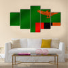 National flag of Zambia on wavy cotton fabric Realistic vector illustration Multi panel canvas wall art