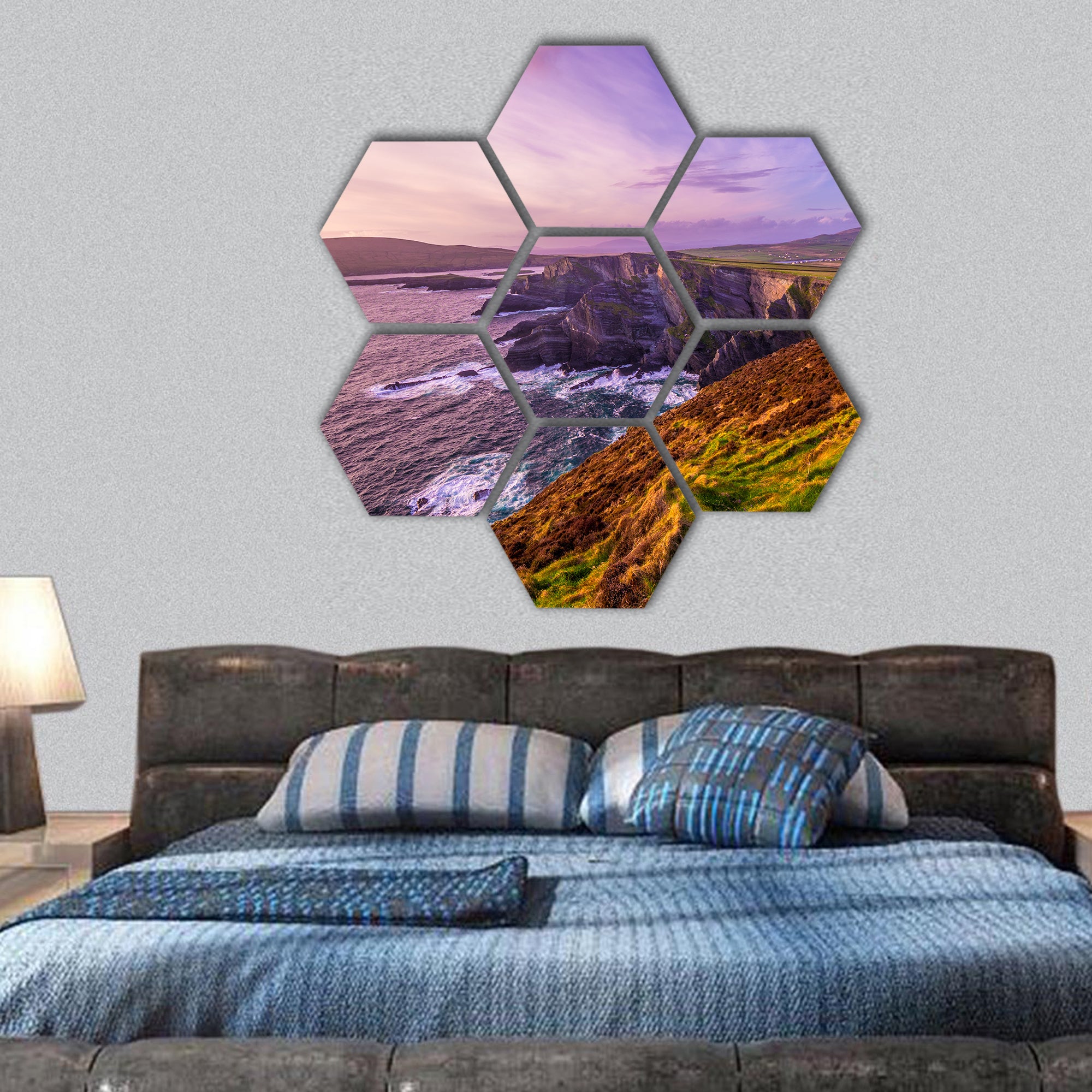 The Kerry Cliffs in Ireland hexagonal canvas wall art