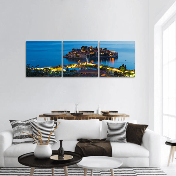 Island of Sveti Stefan panoramic canvas wall art