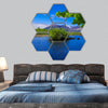 Idyllic lake at Killarney National Park hexagonal canvas wall art