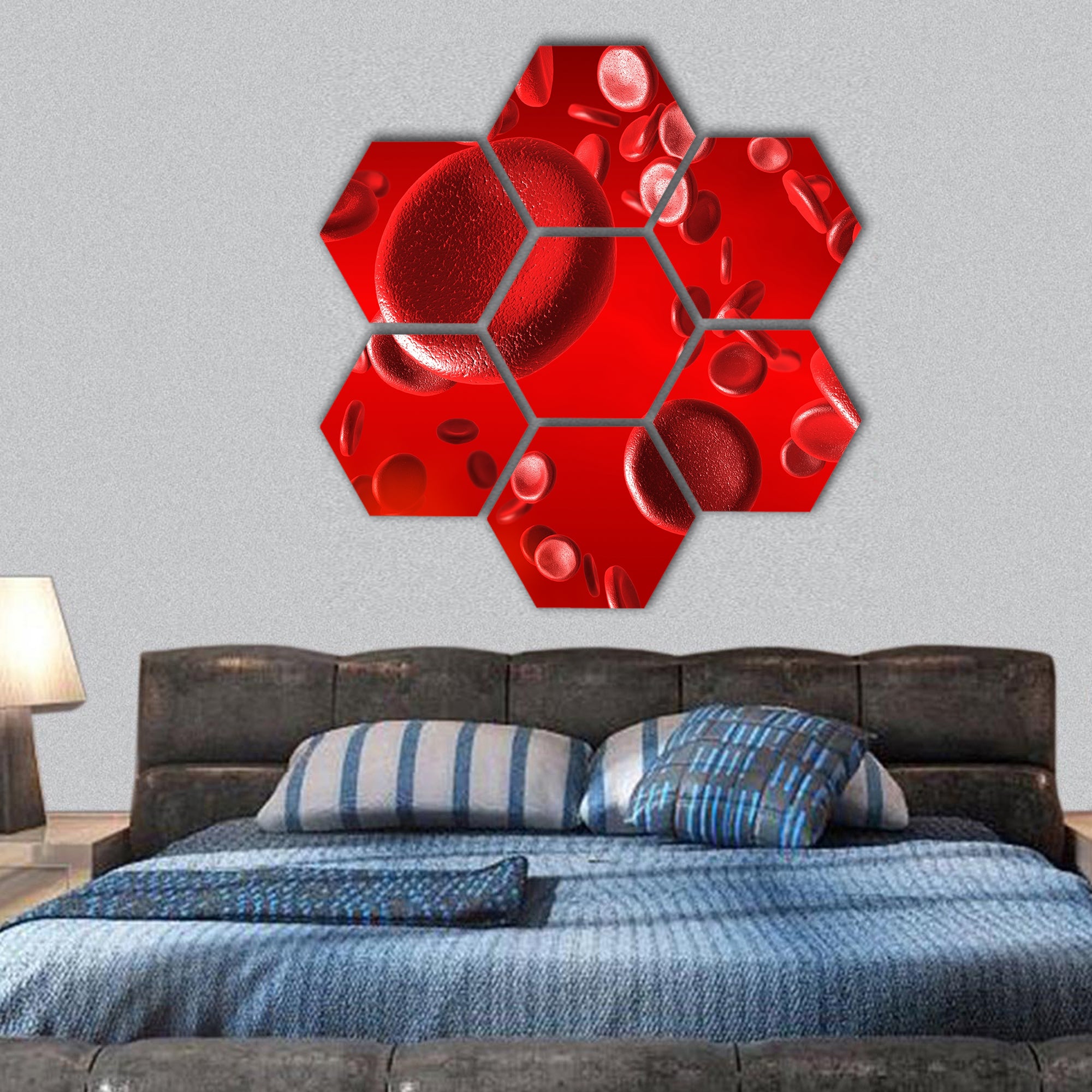 Blood cells hexagonal canvas wall art