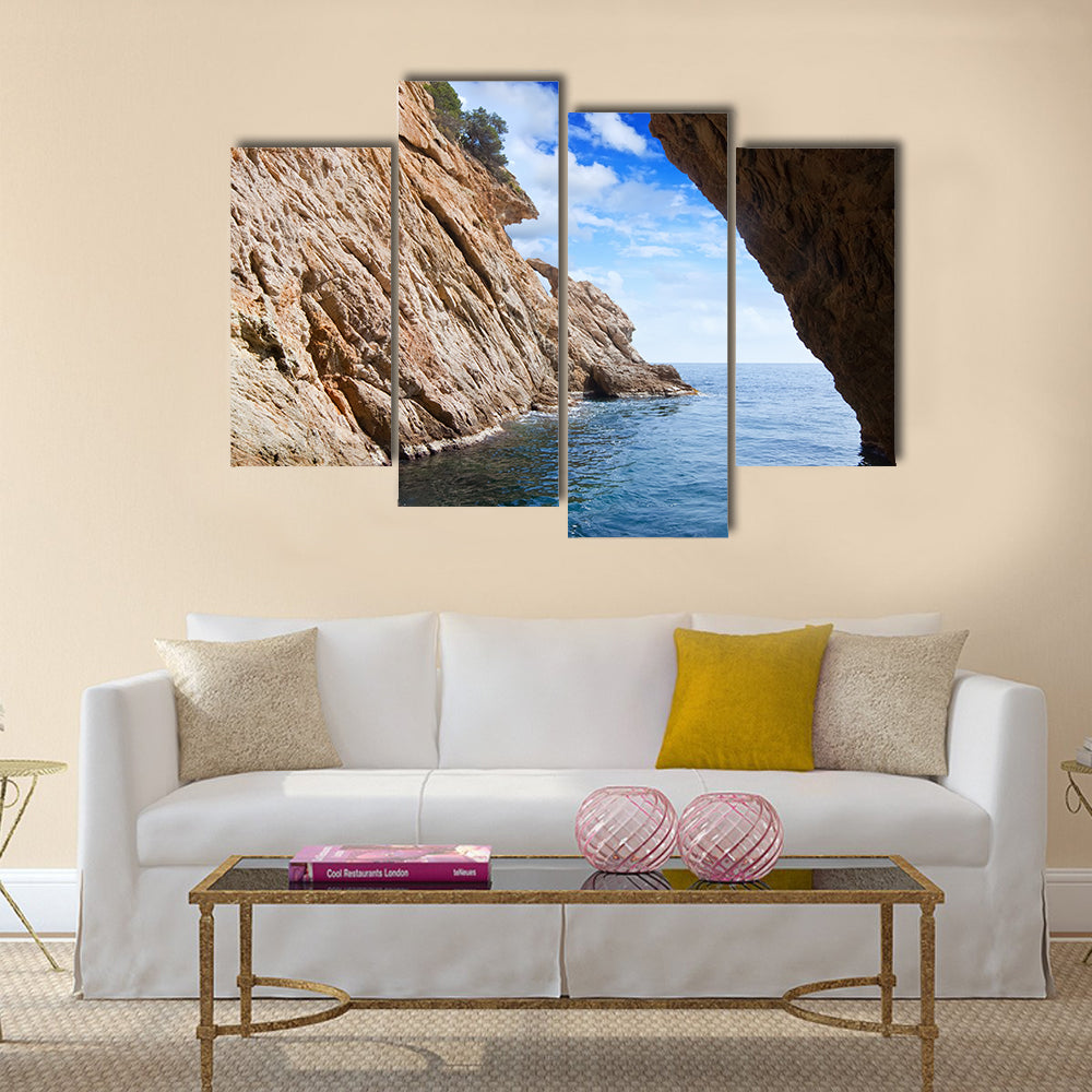 Inside view of grotto in coast. Nature composition Multi Panel Canvas Wall Art