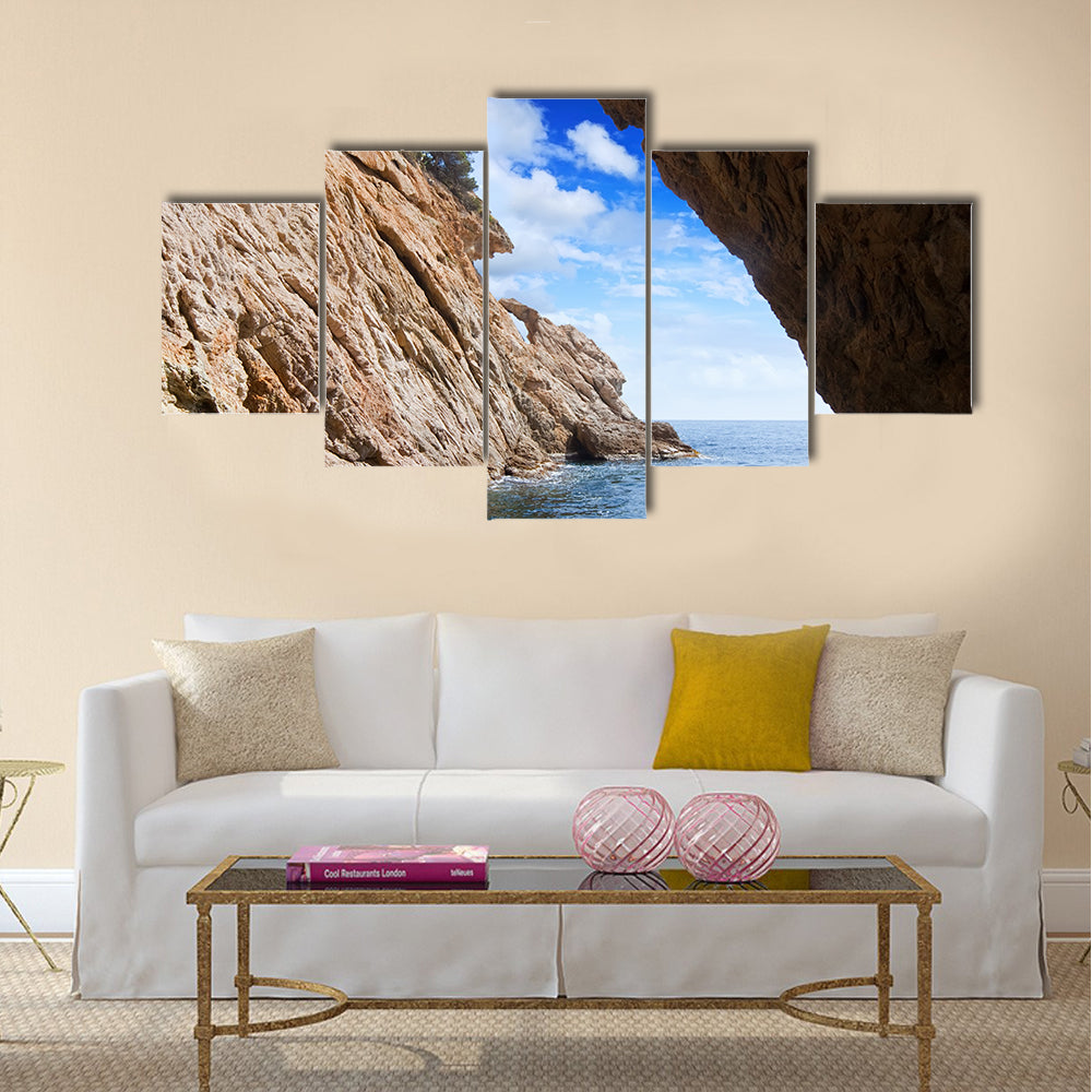 Inside view of grotto in coast. Nature composition Multi Panel Canvas Wall Art