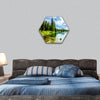 Cariboo Mountains and the Thompson River hexagonal canvas wall art