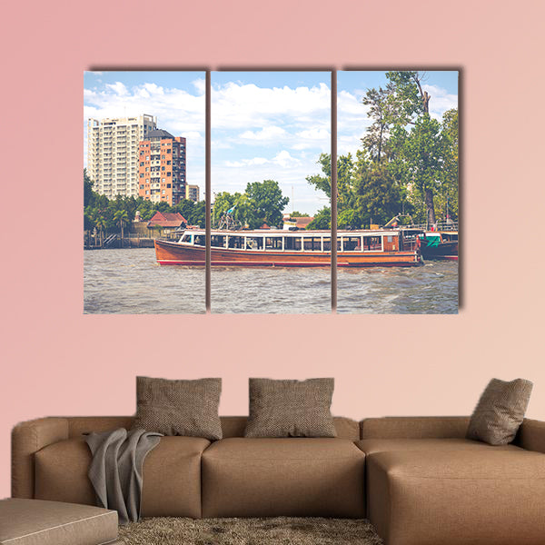 Maritime transport in El Tigre port, Argentina multi panel canvas wall art