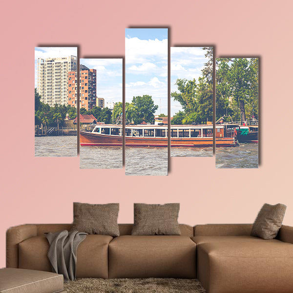 Maritime transport in El Tigre port, Argentina multi panel canvas wall art