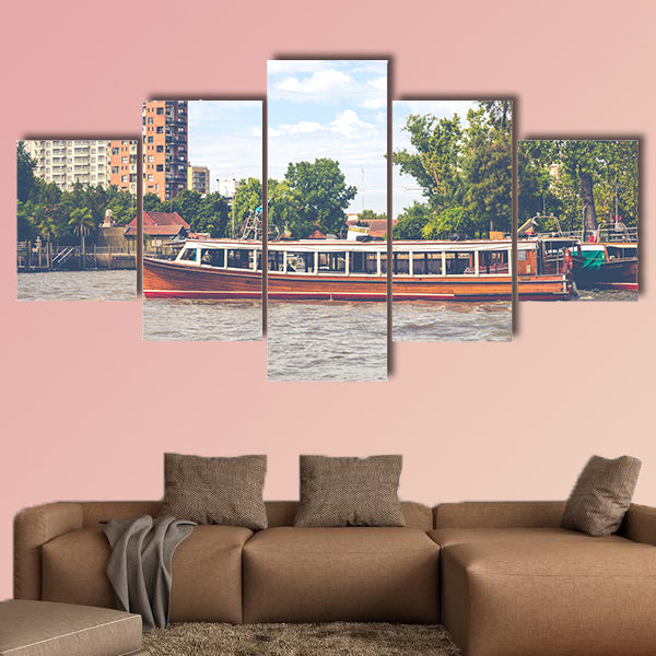 Maritime transport in El Tigre port, Argentina multi panel canvas wall art