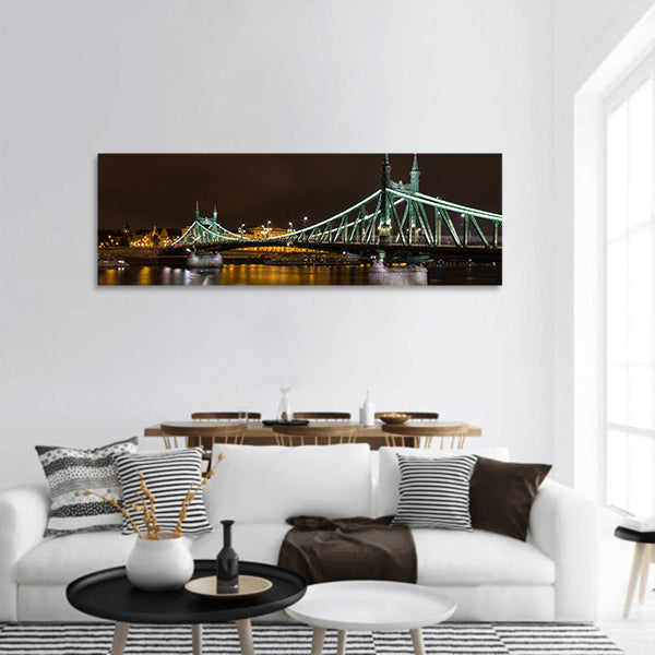 Night view of Liberty bridge panoramic canvas wall art