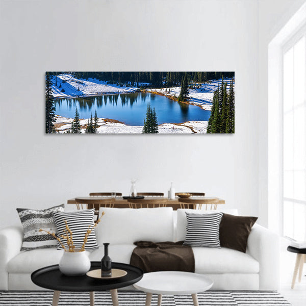 Beautiful view of lake panoramic canvas wall art