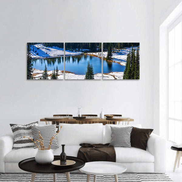 Beautiful view of lake panoramic canvas wall art