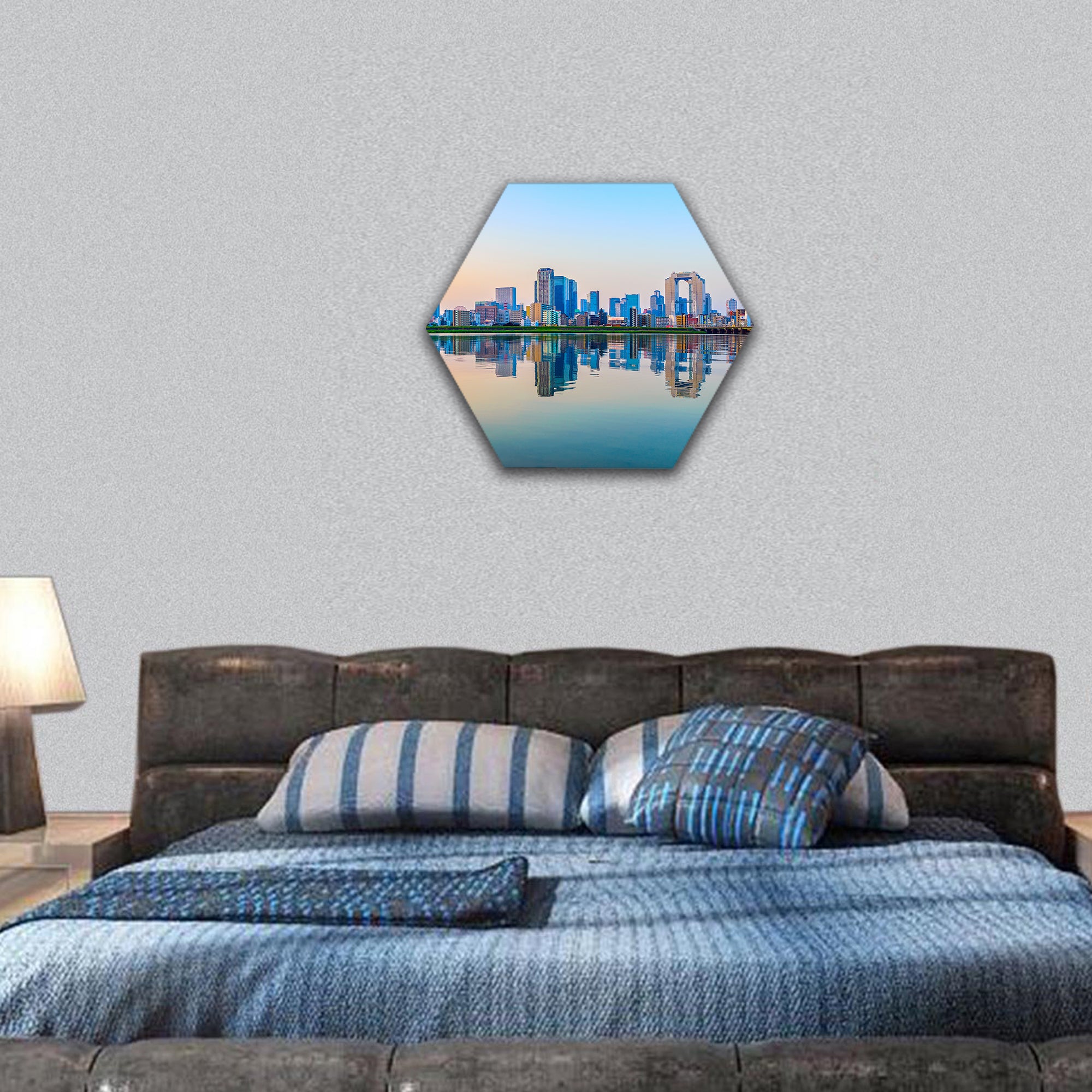 Townscape of Osaka hexagonal canvas wall art