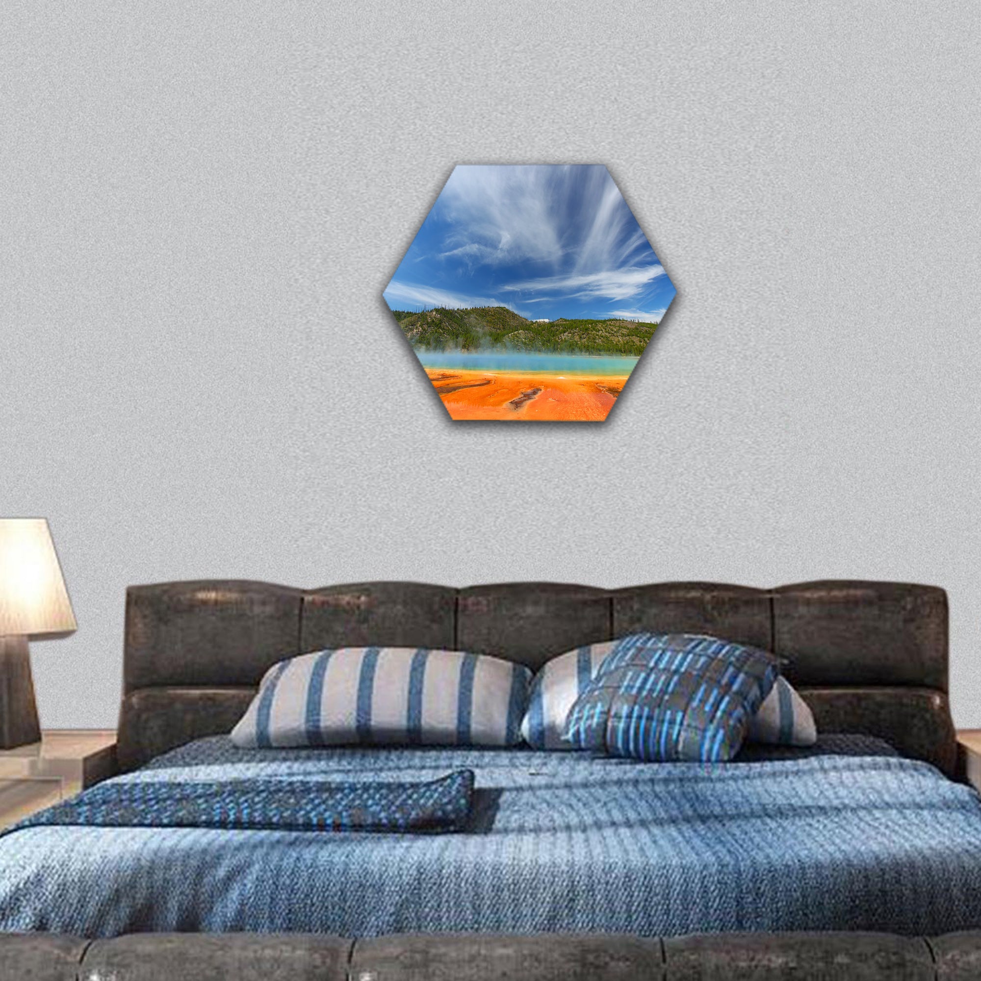 Grand Prismatic Spring in Yellowstone National Park hexagonal canvas wall art