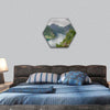 Water and sky in fjord tourism in geirangerfjord hexagonal canvas wall art