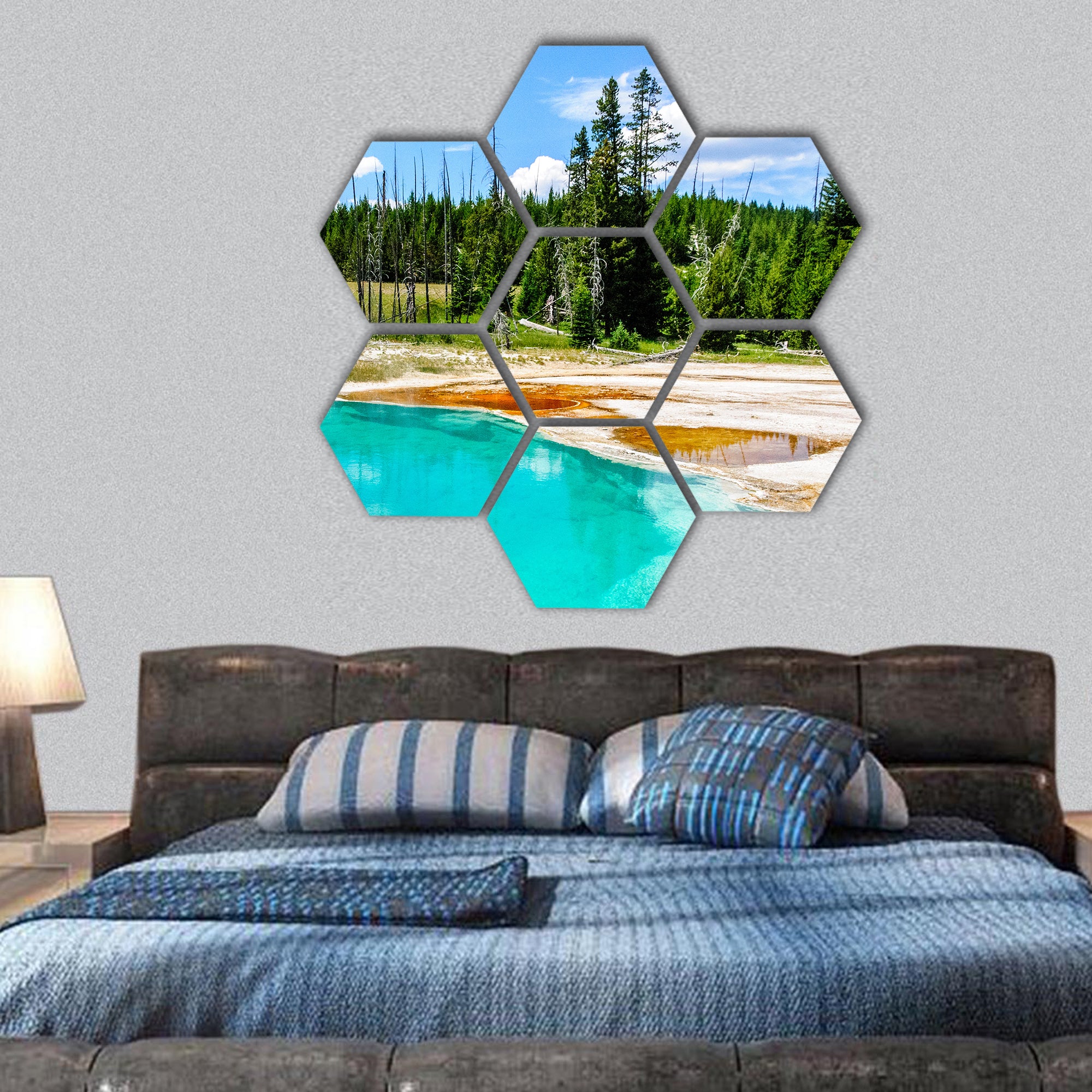 Yellowstone National Park hexagonal canvas wall art