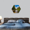 Beautiful lake in Parang mountains, Romania hexagonal canvas wall art