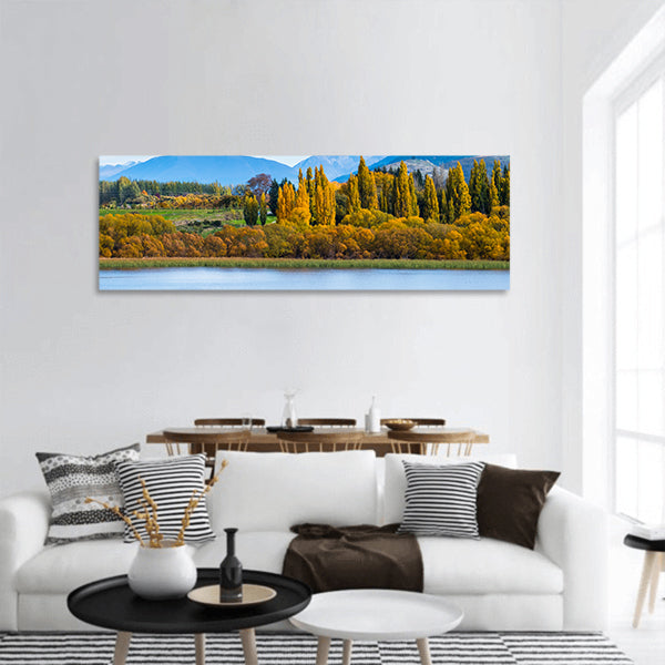 Beautiful landscape of autumn trees panoramic canvas wall art