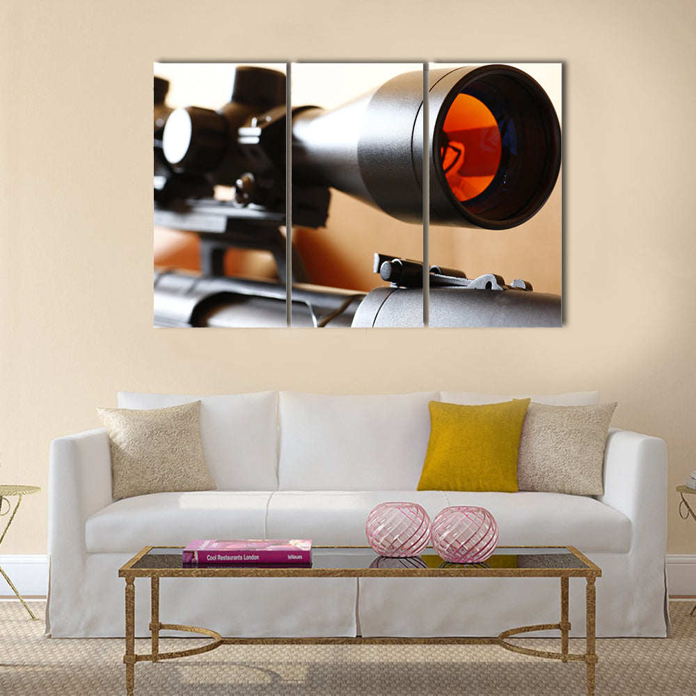 Sniper rifle scope multi panel canvas wall art