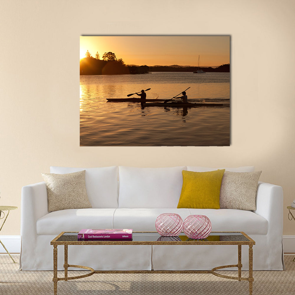 Kayak at sunset  Multi panel canvas wall art