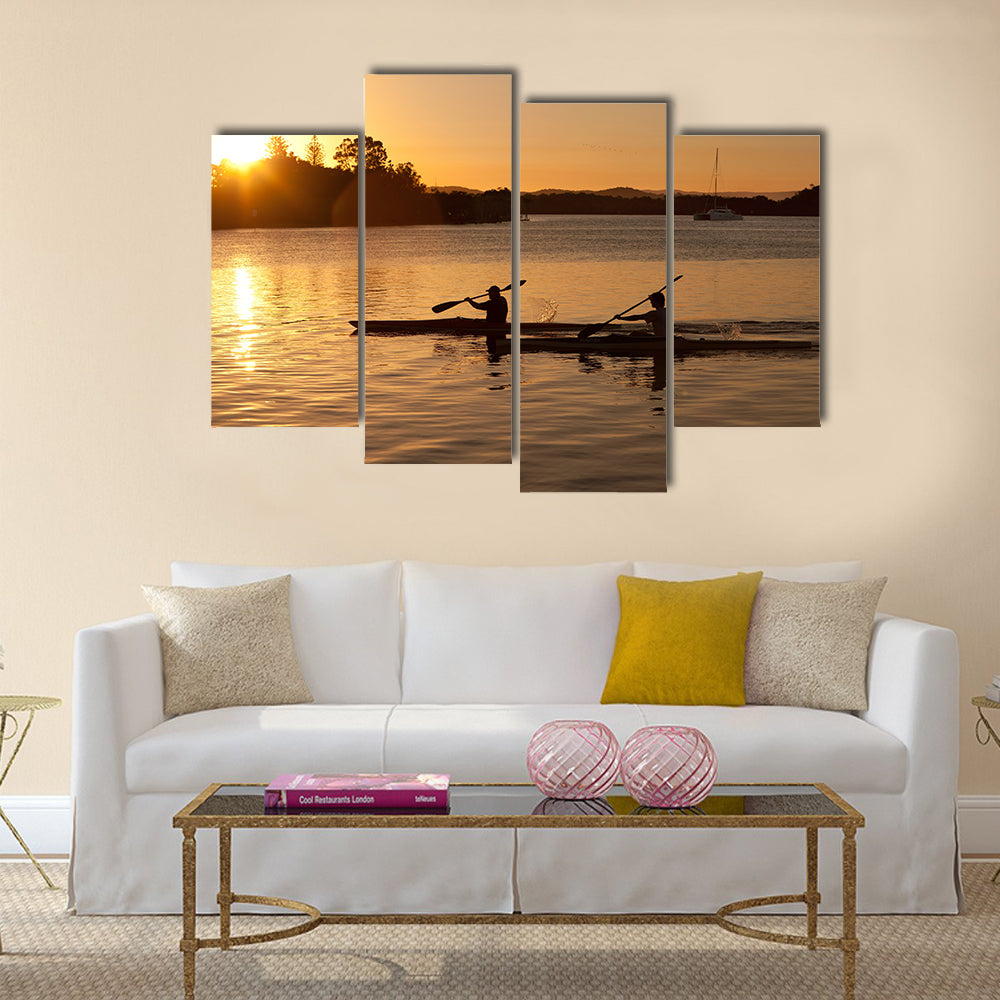 Kayak at sunset  Multi panel canvas wall art