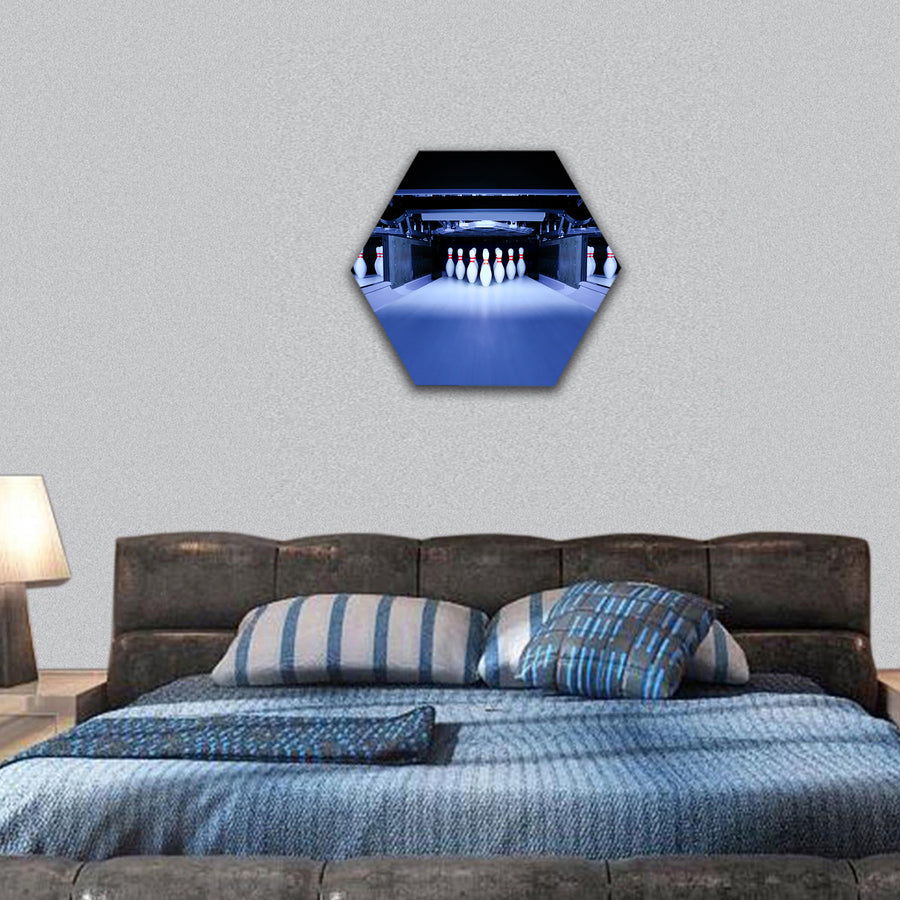 Bowling pins hexagonal canvas wall art