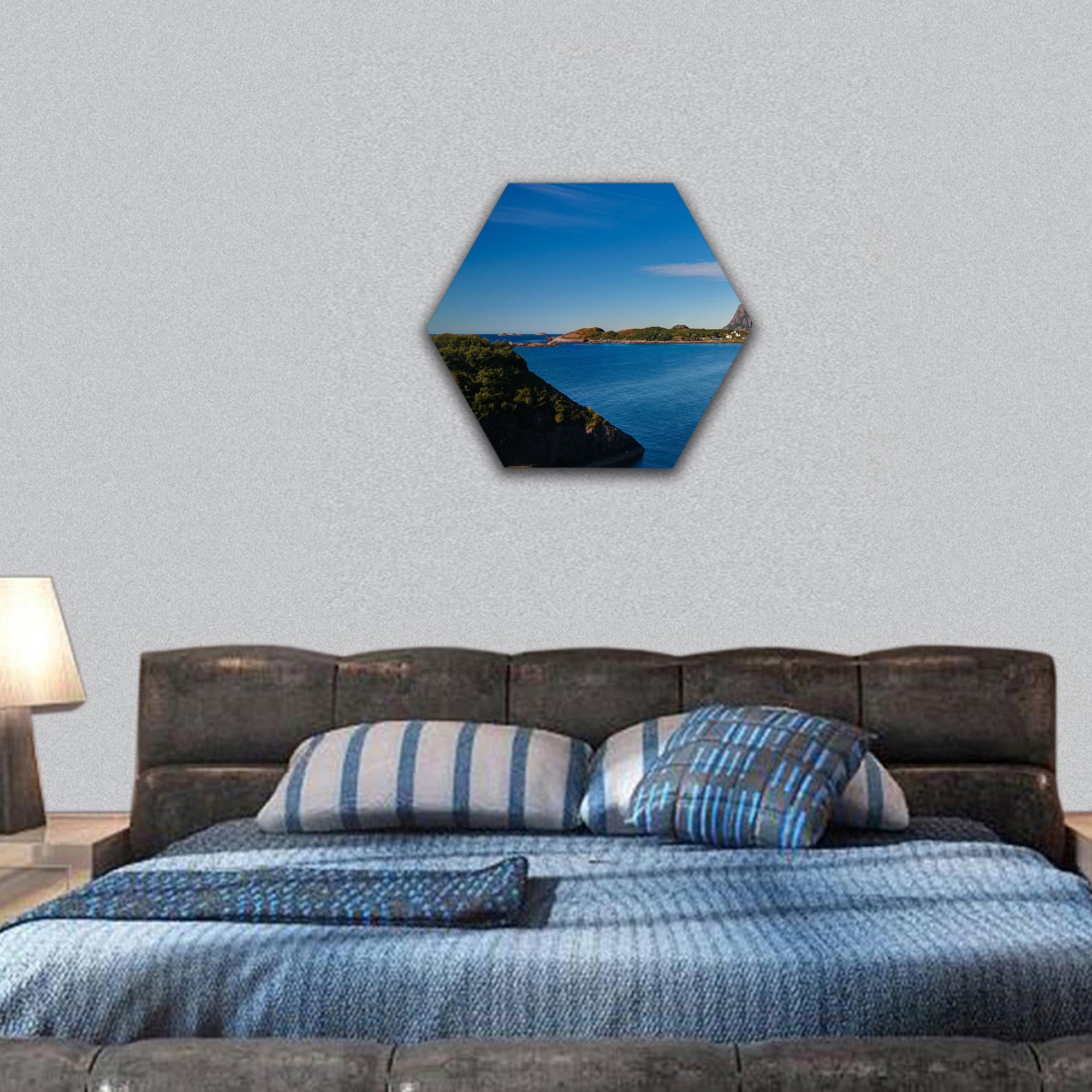 Orsvagvaer village, Norway hexagonal canvas wall art