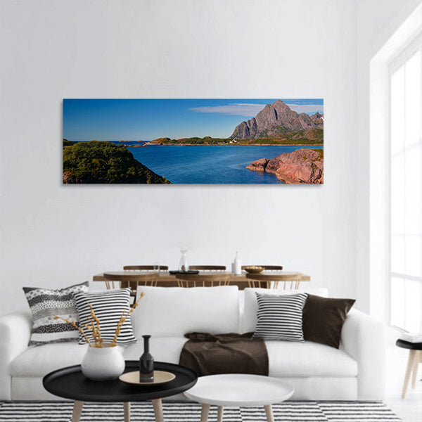 View to Orsvagvaer village panoramic canvas wall art