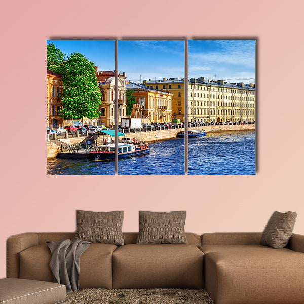 Fontanka canal in Saint Petersburg, Russia multi panel canvas wall art