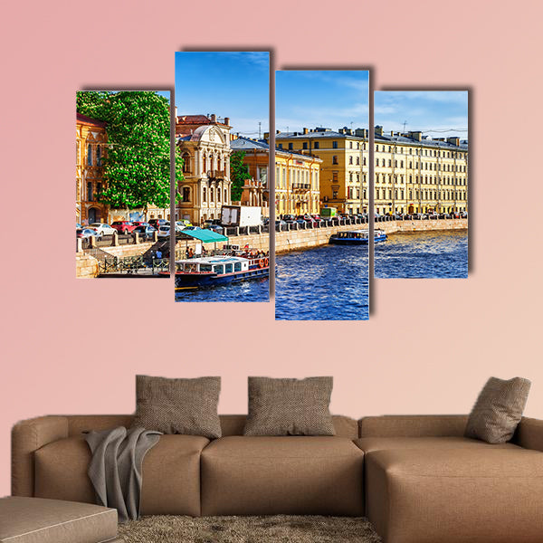 Fontanka canal in Saint Petersburg, Russia multi panel canvas wall art