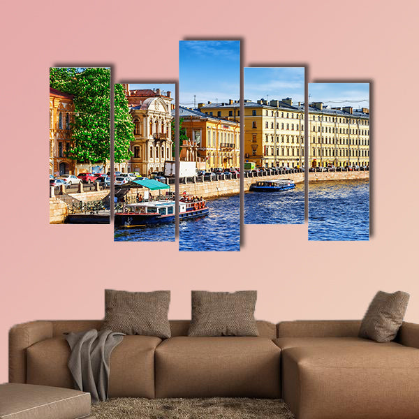 Fontanka canal in Saint Petersburg, Russia multi panel canvas wall art