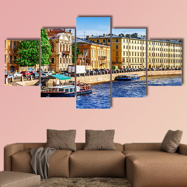 Fontanka canal in Saint Petersburg, Russia multi panel canvas wall art