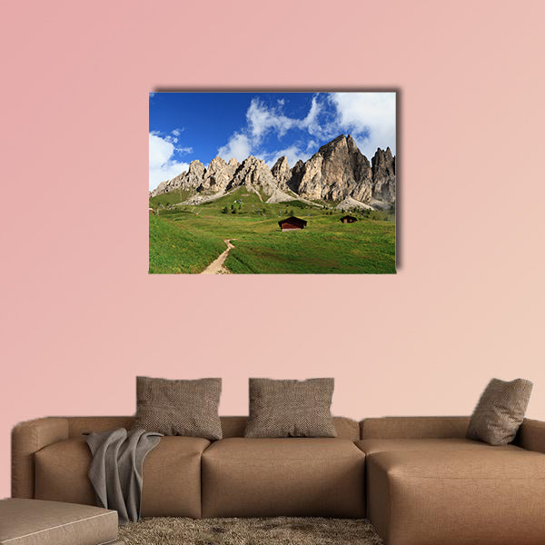 Summer landscape of Cir group from Gardena pass, Italian Dolomites Multi panel canvas wall art