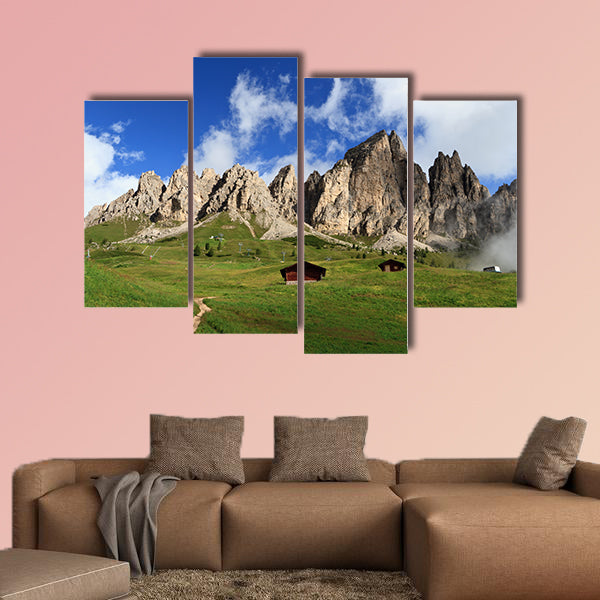 Summer landscape of Cir group from Gardena pass, Italian Dolomites Multi panel canvas wall art