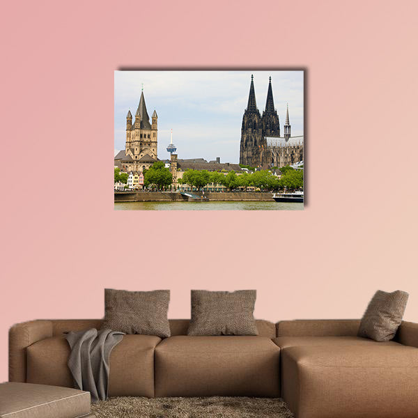 Cologne Cathedral and St. Martin church on river Rhine, Cologne, wall art