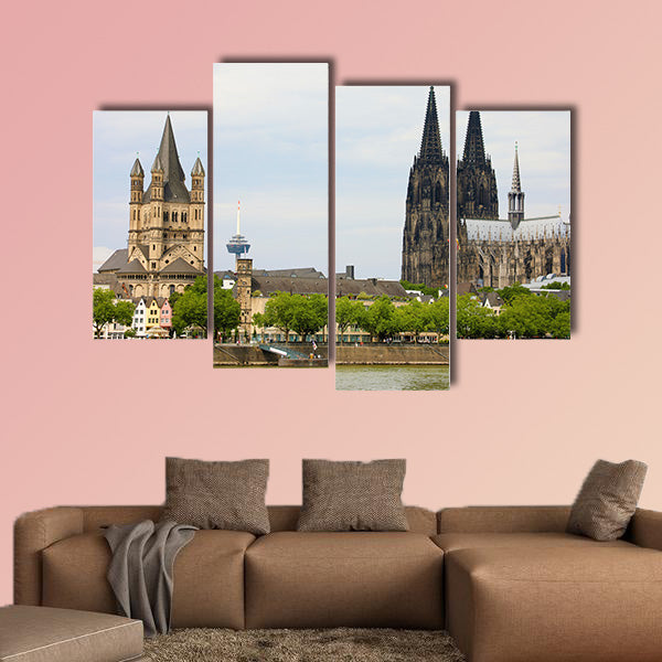 Cologne Cathedral and St. Martin church on river Rhine, Cologne, wall art