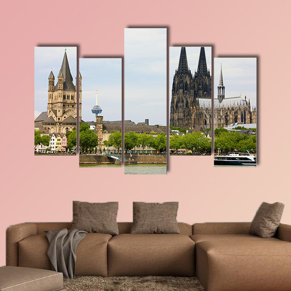Cologne Cathedral and St. Martin church on river Rhine, Cologne, wall art